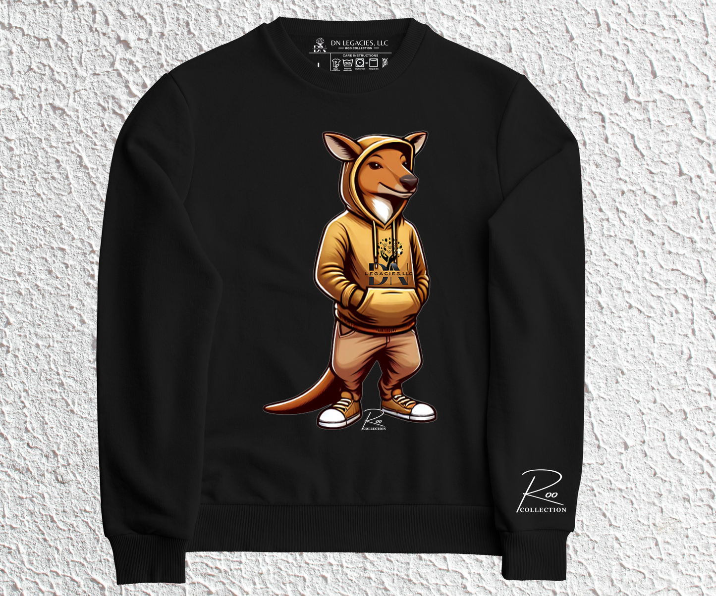 Unisex Black Crewneck GOLD- Roo Collection
