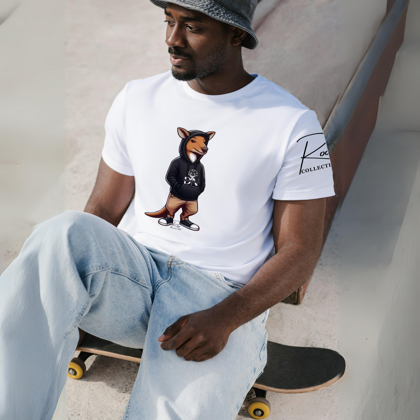 Unisex Black Roo Collection White T-shirt