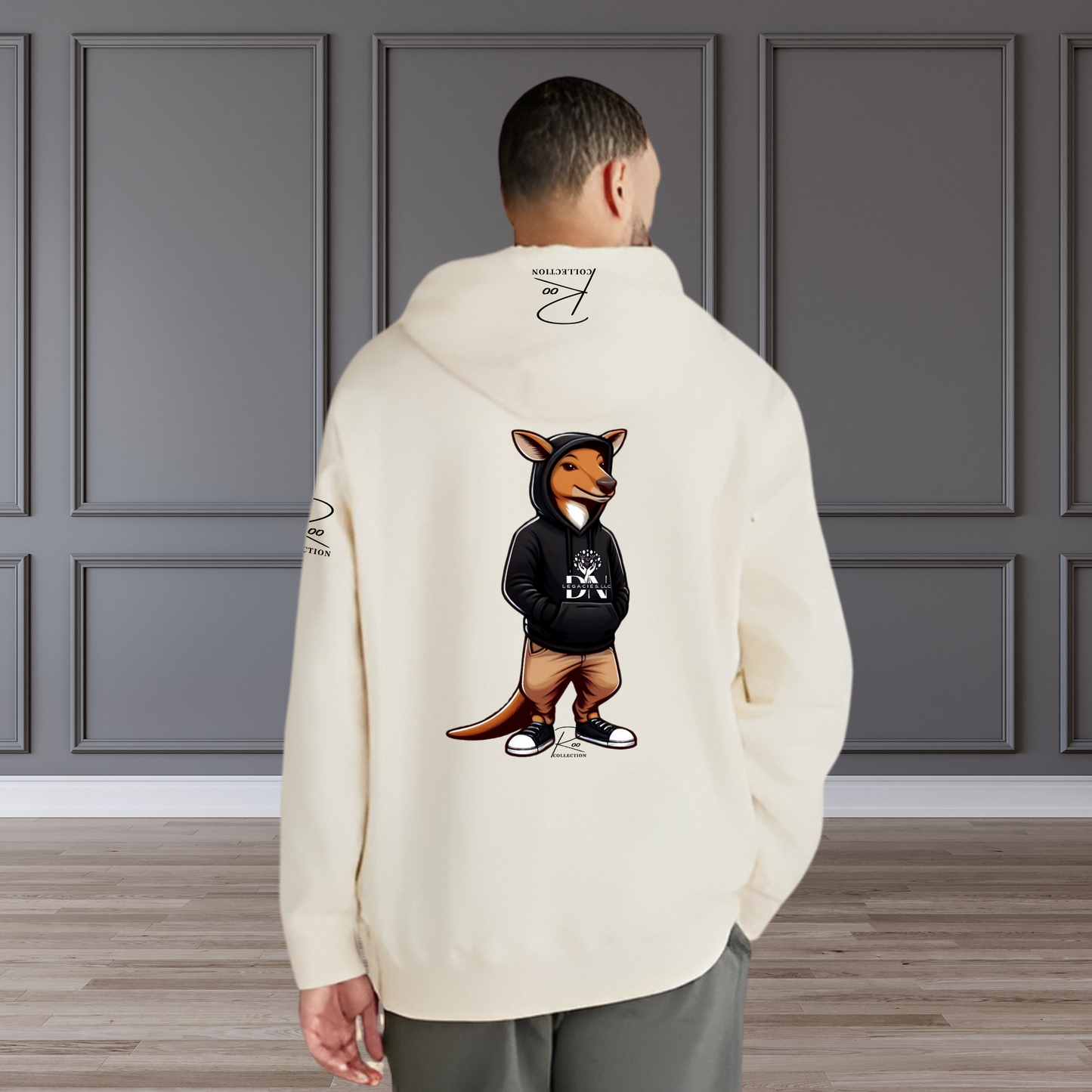 Unisex Natural Hoodie BLACK- Roo Collection White Series