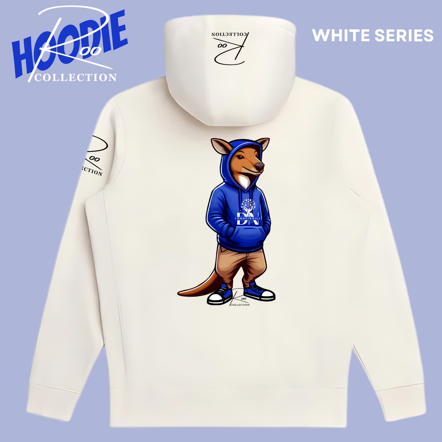 Unisex Natural Hoodie BLUE- Roo Collection White Series