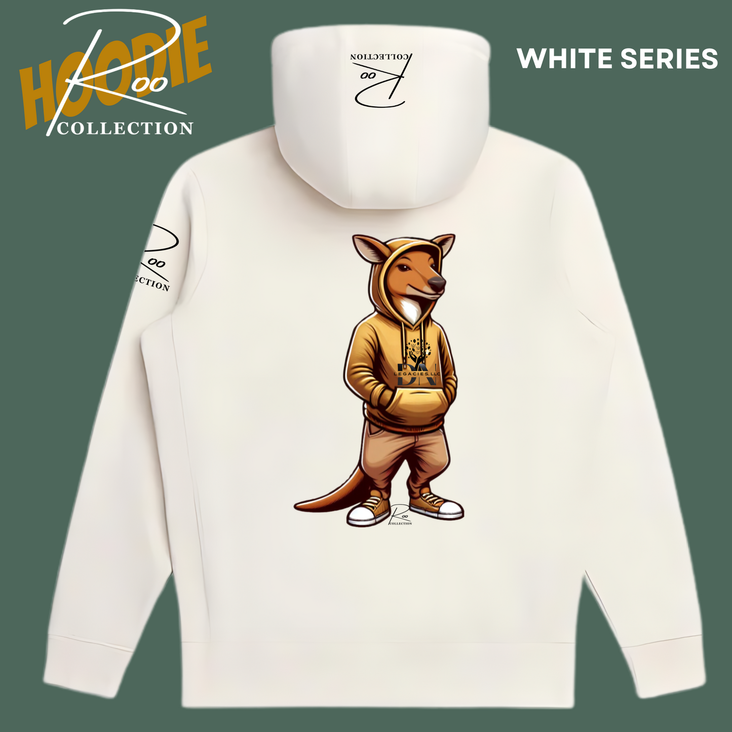 Unisex Natural Hoodie GOLD- Roo Collection White Series