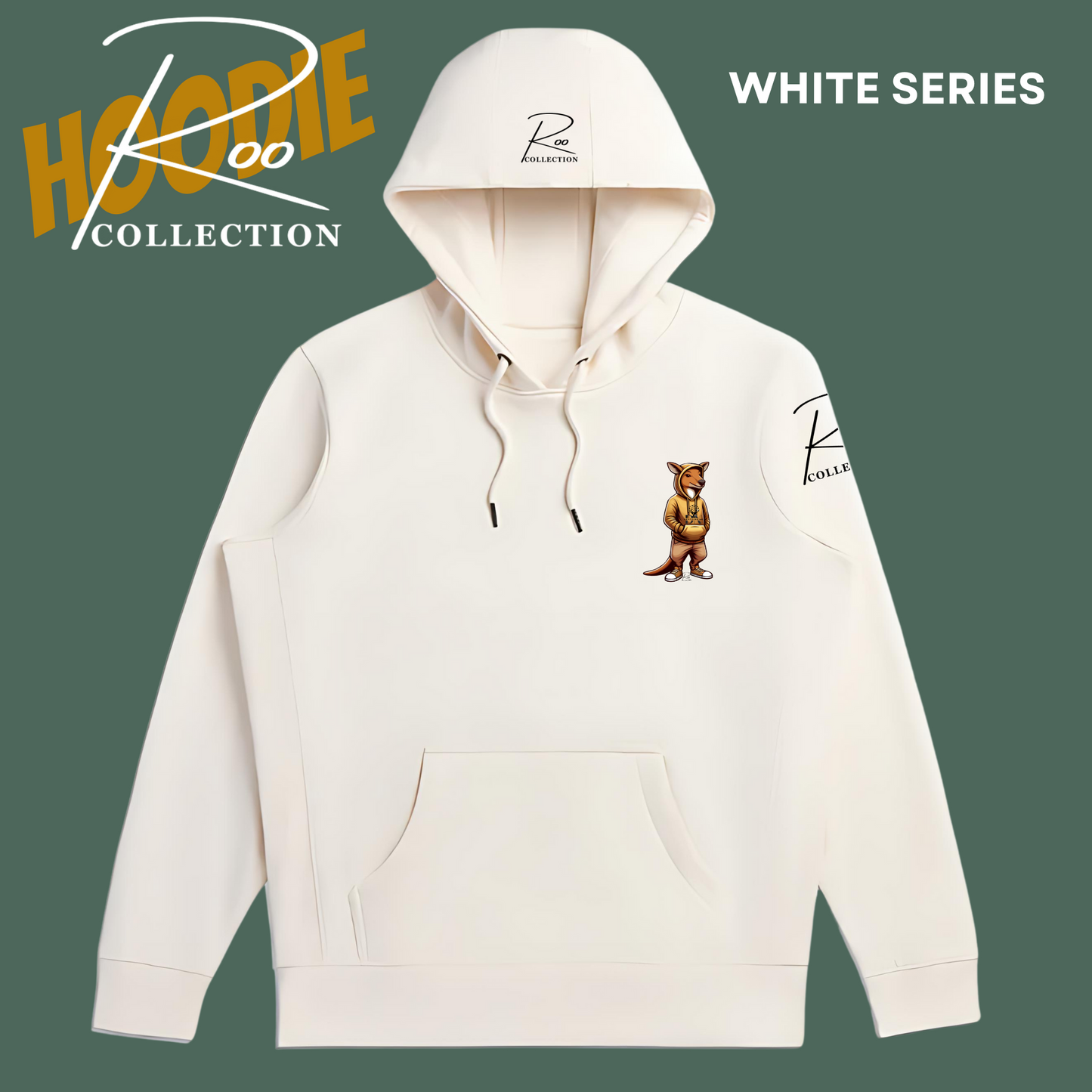 Unisex Natural Hoodie GOLD- Roo Collection White Series