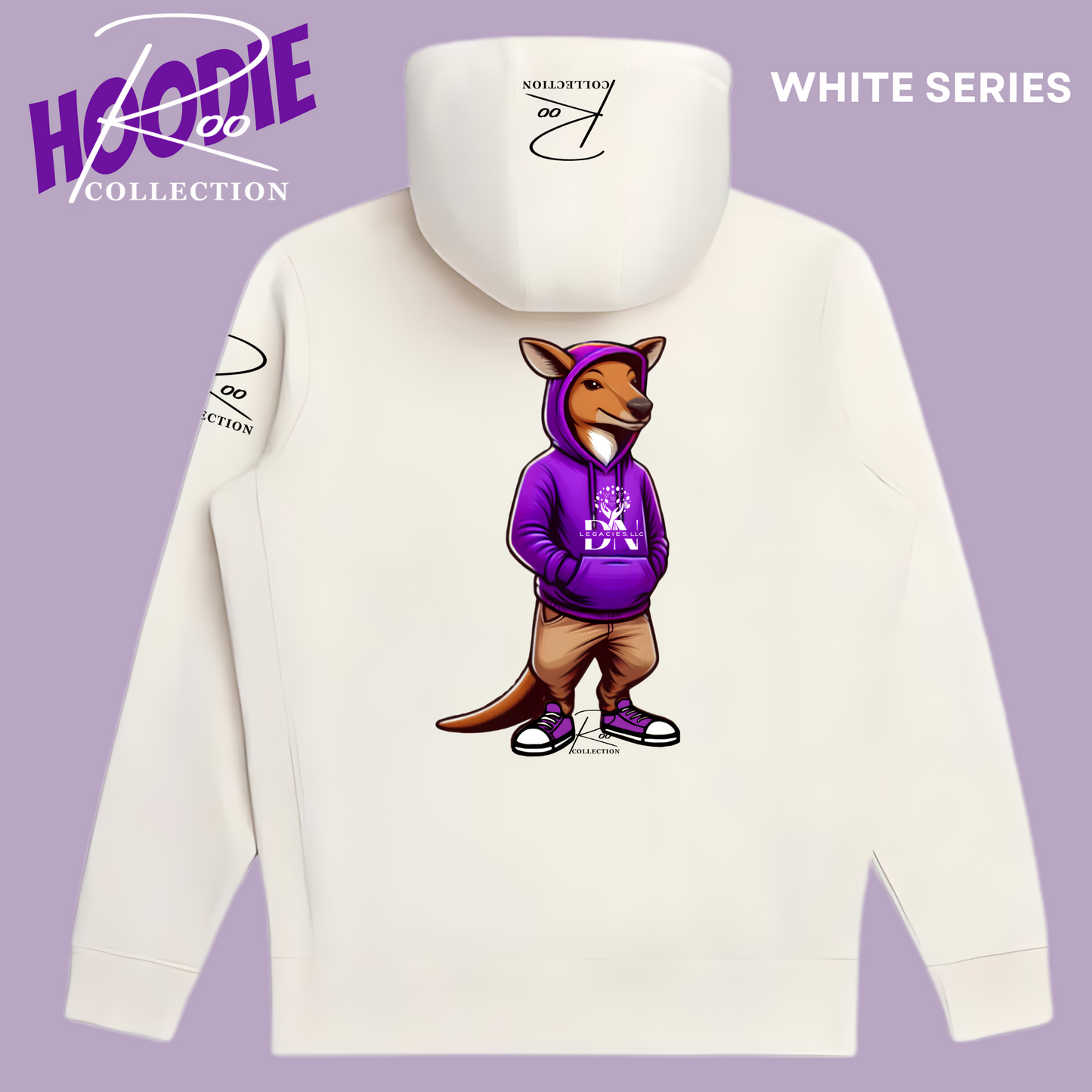 Unisex Natural Hoodie PURPLE- Roo Collection White Series