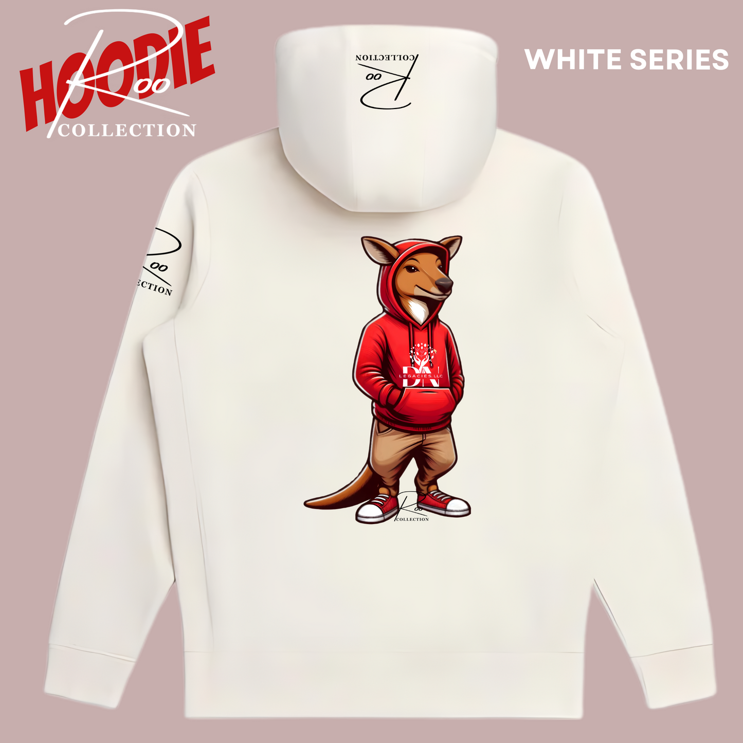 Unisex Natural Hoodie RED- Roo Collection White Series