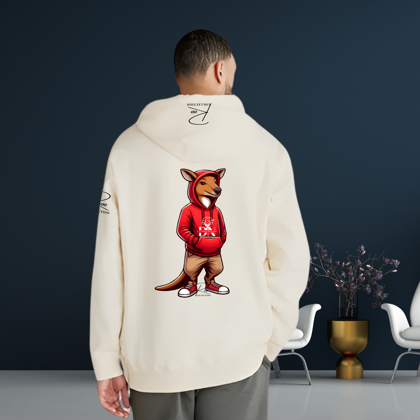 Unisex Natural Hoodie RED- Roo Collection White Series