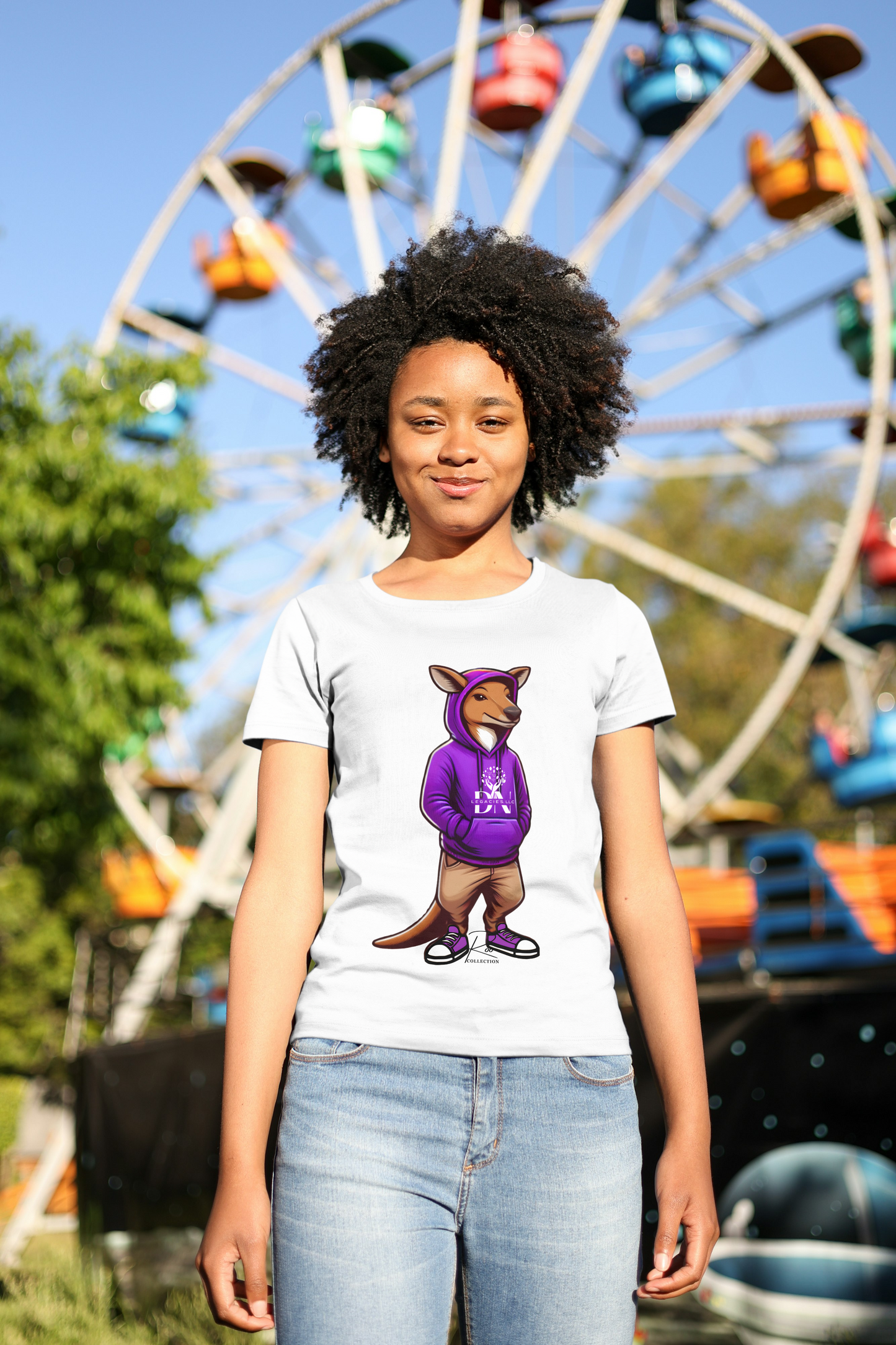 Unisex Purple Roo Collection White T-shirt